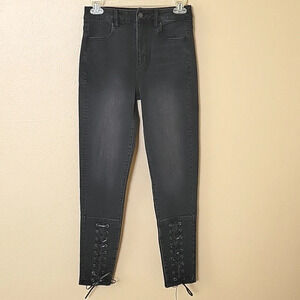 American Eagle Super Stretch Black Highest Rise Laceup Jeggings Western Festival